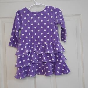 Gymboree Purple Velour Velvety Polka‎ Dot Dress Fall Ruffle